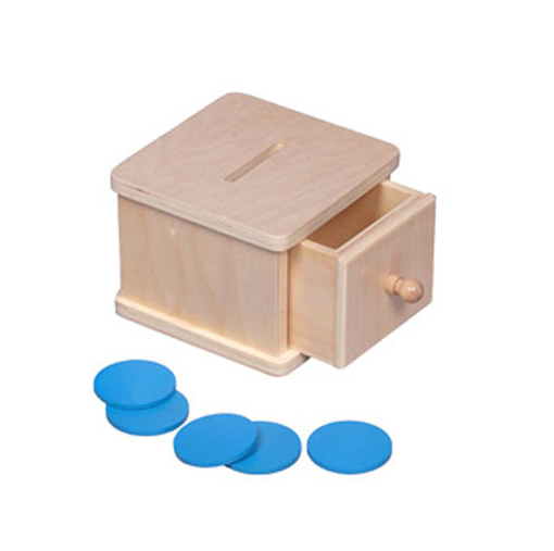Montessori Infant Coin Box (with 6 Blue Coins) I160
