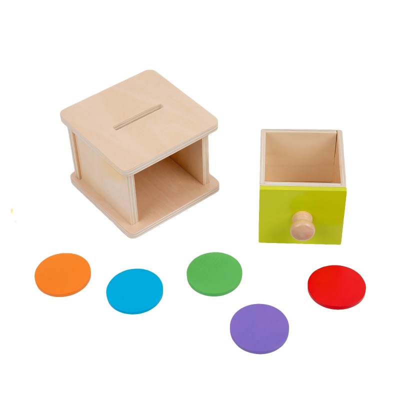 Infant Coin Box with 6 different coloured discs I161