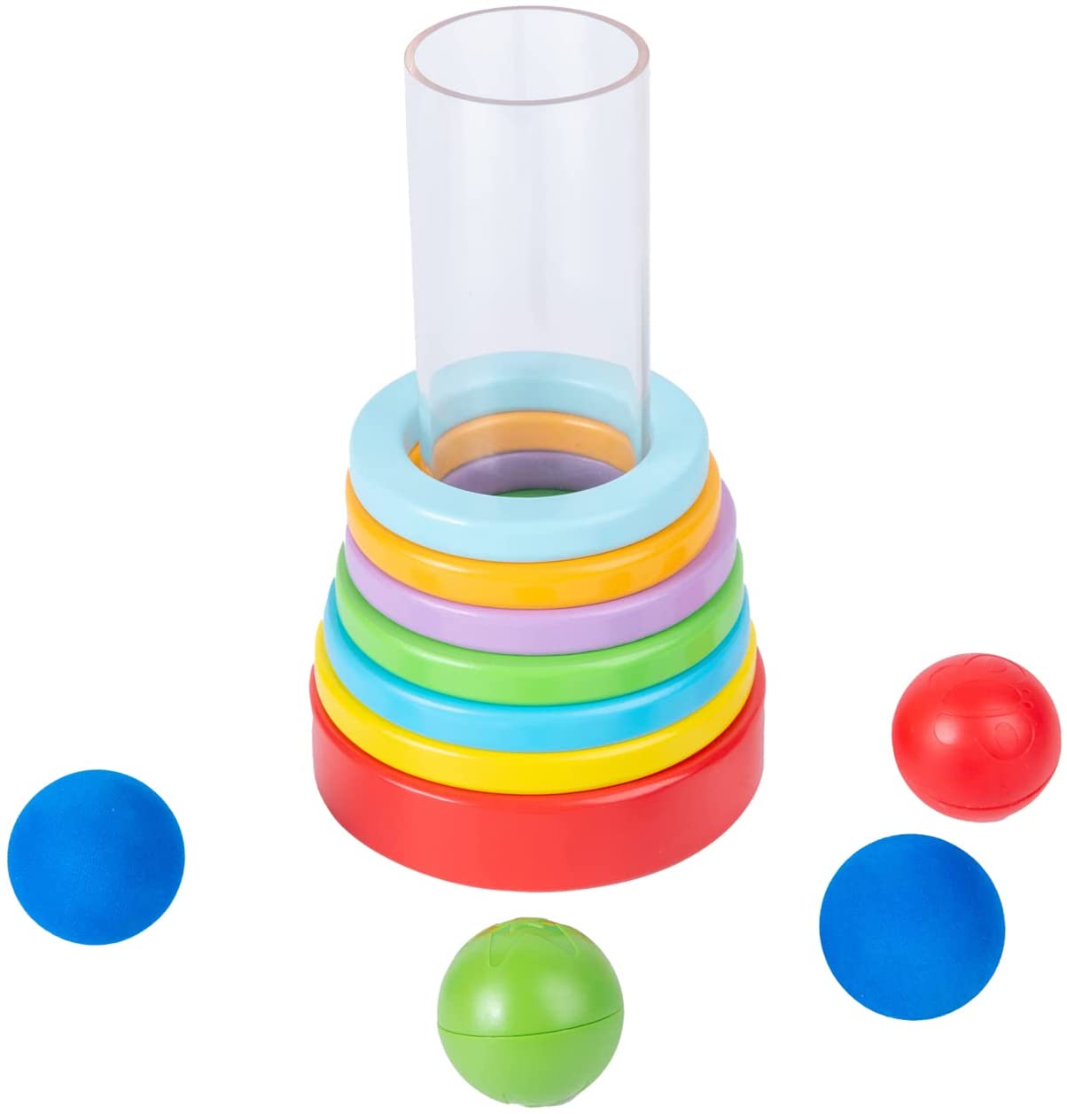 Montessori Baby Toys Clear Tube with Stacking Rings Toys I710