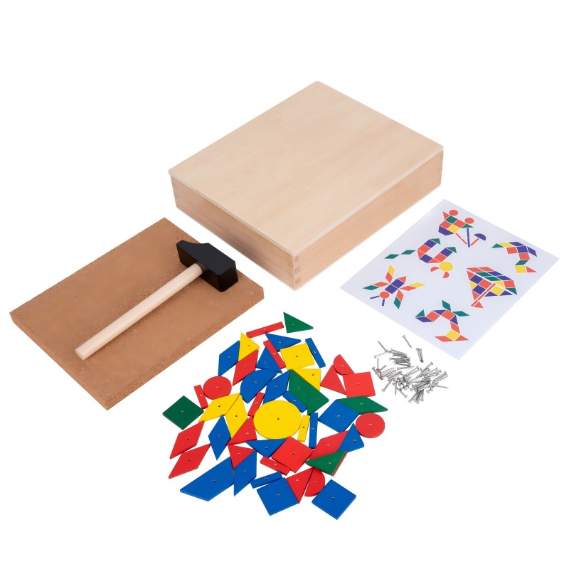 Geometric hammer small nail board puzzle A289