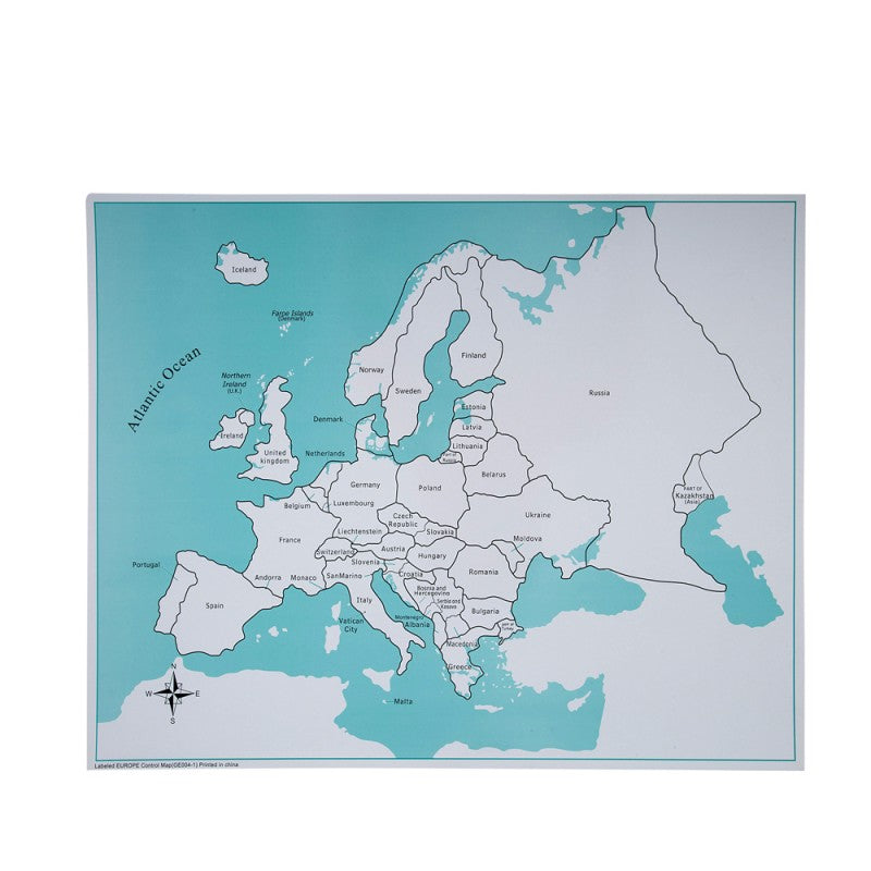 Labeled Europe Control Map pvc G021-1