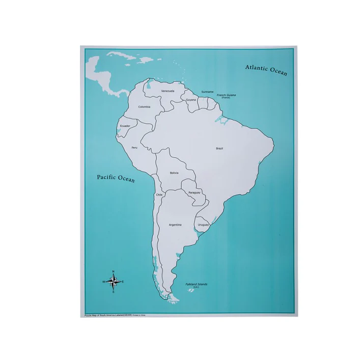Labeled South America Control Map pvc G041-1