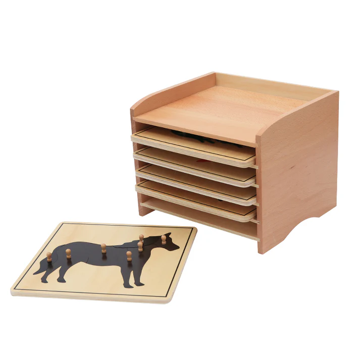 Animal Puzzle Cabinet  (5 Puzzles Included)-B003