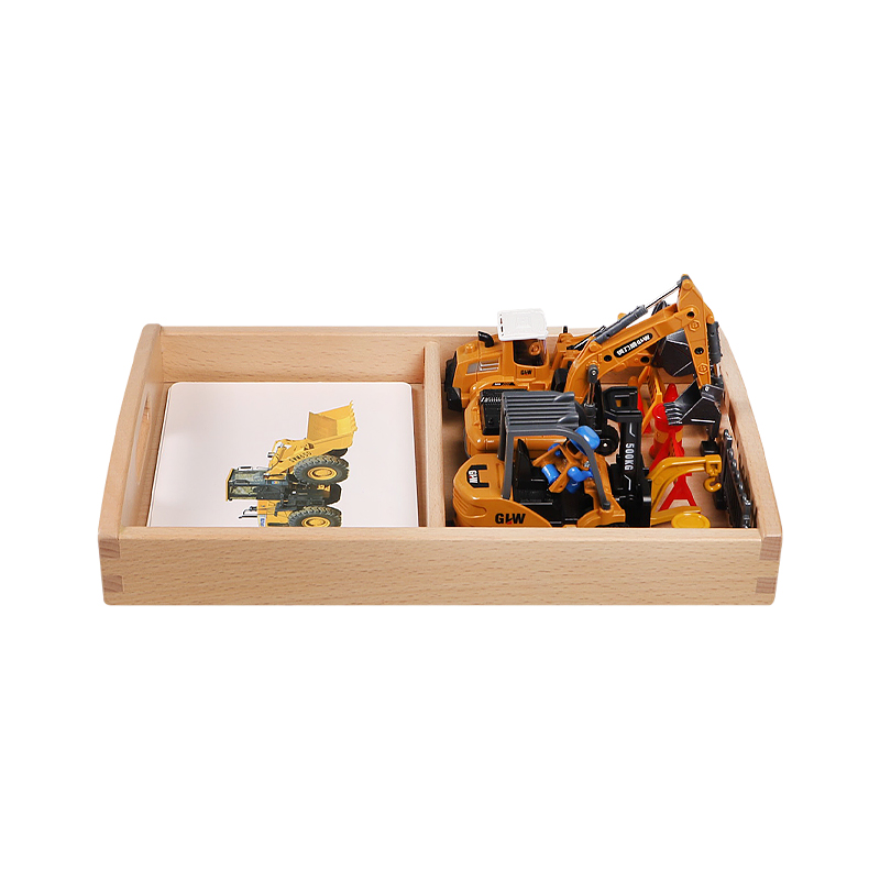 Objects With Similar Matching Cards -Engineering Vehicle wooden tray D135